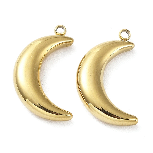 

PandaHall Ion Plating(IP) 304 Stainless Steel Pendants, Moon Charm, Real 18K Gold Plated, 20x12x4.5mm, Hole: 1.5mm 304 Stainless Steel Moon