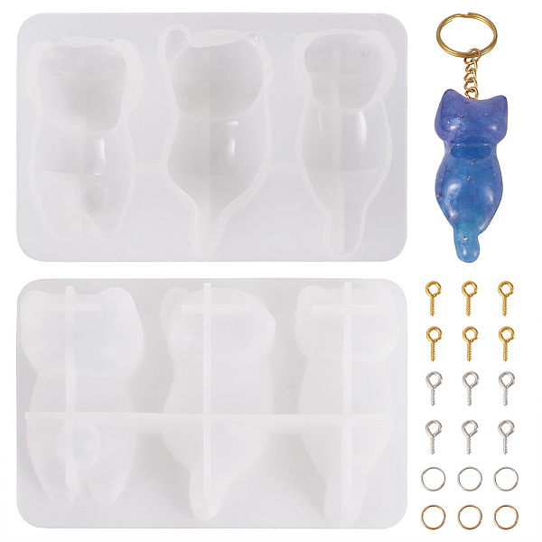 

PandaHall 1Pc DIY Cat Pen Holder Silicone Mold, with 20Pcs Iron Screw Eye Pin Peg Bails & 20Pcs Open Jump Rings, White, 77x117x25mm, Inner...