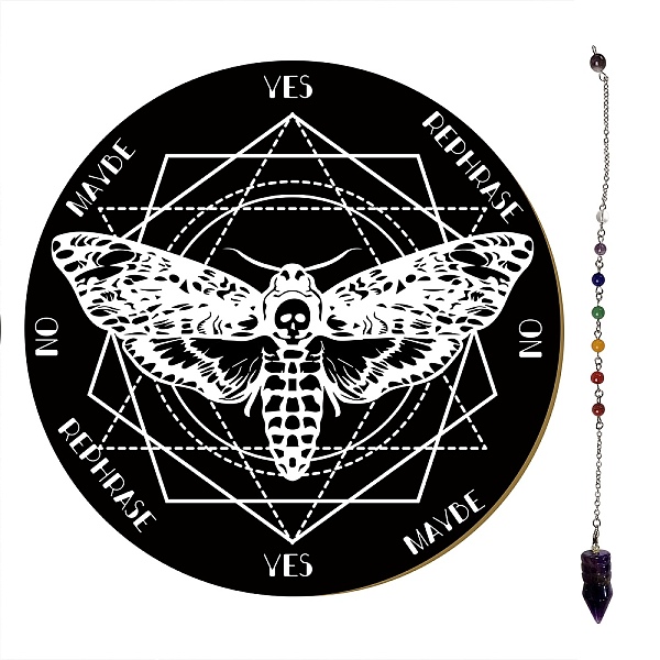 

PandaHall CREATCABIN Pendulum Board Dowsing Necklace Divination DIY Making Kit, Including Plywood Sign Board, Natural Amethyst Chakra..., Black