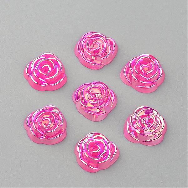 

PandaHall Acrylic Cabochons, AB Color Plated, Rose, Deep Pink, 15x14x5mm Acrylic Flower Pink