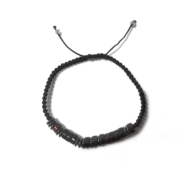 

PandaHall Coconut & Non-magnetic Synthetic Hematite Braided Bead Bracelet, Stone Bracelet for Men Women, Black, Inner Diameter: 2-1/8 inch...