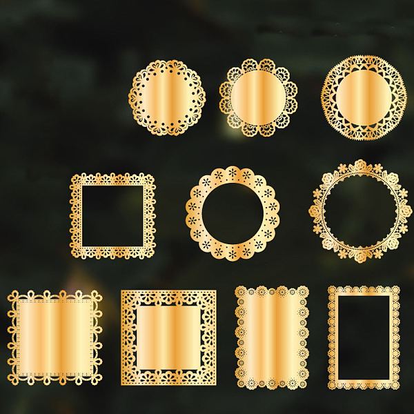 

PandaHall Hollow Lace Scrapbook Paper Pads, for DIY Album Scrapbook, Background Paper, Diary Decoration, Gold, 90~120mm, 10pcs/set Paper...