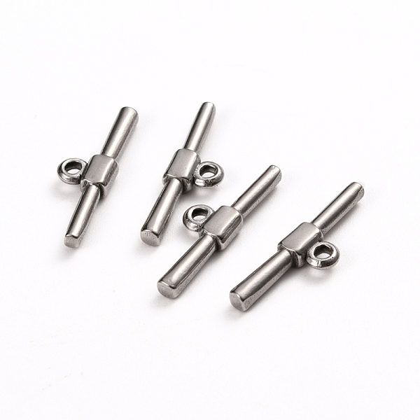 PandaHall 304 Stainless Steel Toggle Clasps Parts, Bar, Stainless Steel Color, 23.5x7x3mm, Hole: 1.8mm 304 Stainless Steel Others Silver