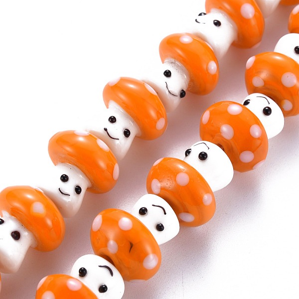 

PandaHall Handmade Bumpy Lampwork Beads Strands, Mushroom, Dark Orange, 16x14mm, Hole: 2.5mm, about 30pcs/strand, 18.90''(48cm) Lampwork...