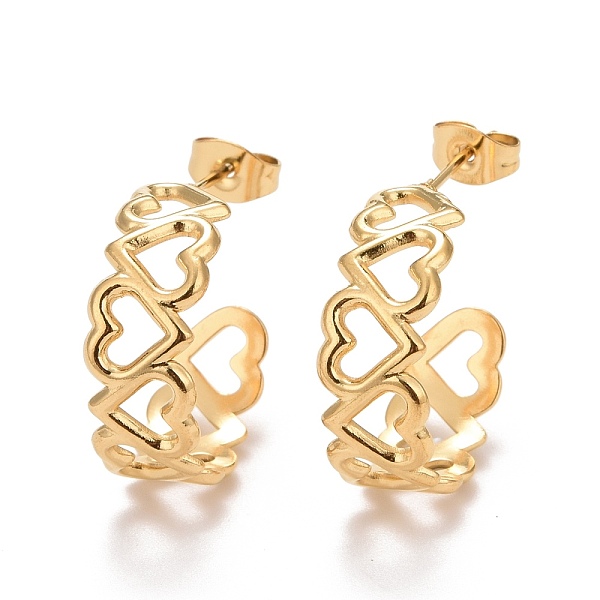 

PandaHall Ion Plating(IP) 304 Stainless Steel Stud Earrings for Women, Hollow Heart Earrings, Golden, 21x25x8mm, Pin: 0.7mm 304 Stainless...