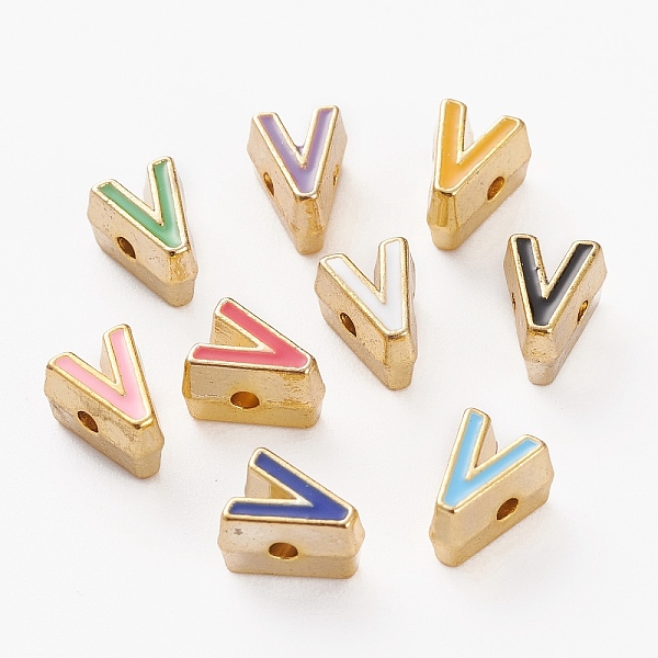 

PandaHall Alloy Enamel Beads, Cadmium Free & Lead Free, Mixed Color, Letter.V, 7x5.5x5mm, Hole: 1.2mm Alloy+Enamel Letter V Multicolor