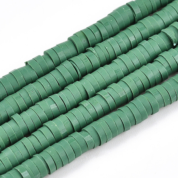 

PandaHall Flat Round Handmade Polymer Clay Bead Spacers, Medium Sea Green, 4x1mm, Hole: 1.6mm, about 380~400pcs/strand, 17.7 inch Polymer...