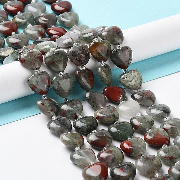 

PandaHall Natural African Bloodstone Beads Strands, with Seed Beads, Heart, 14~15x15x6~6.5mm, Hole: 1.4mm, about 23~24pcs/strand, 14.57''...