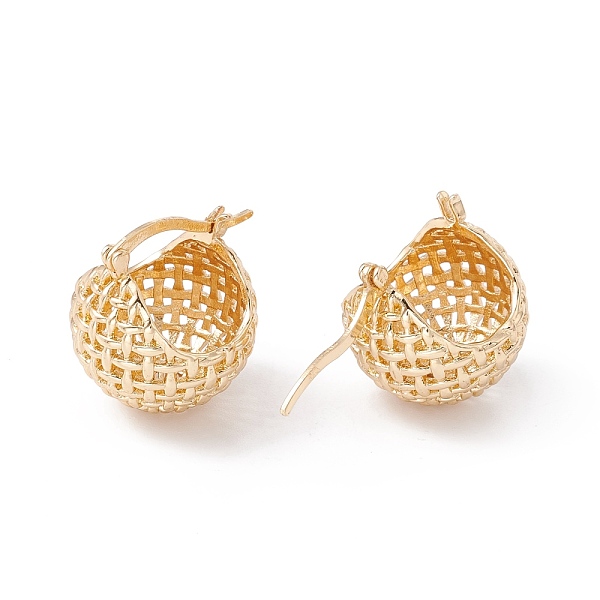 

PandaHall Brass Woven Basket Shape Hoop Earrings for Women, Light Gold, 19x18x17.5mm, Pin: 0.8x1mm Brass Round