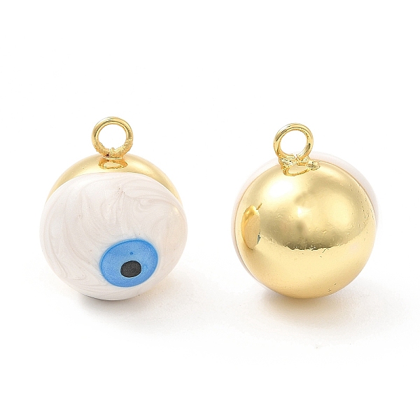 

PandaHall Brass Pendants, with Enamel, Real 18K Gold Plated, Long-Lasting Plated, Round with Evil Eye, White, 17.5x14x14.5mm, Hole: 3mm...