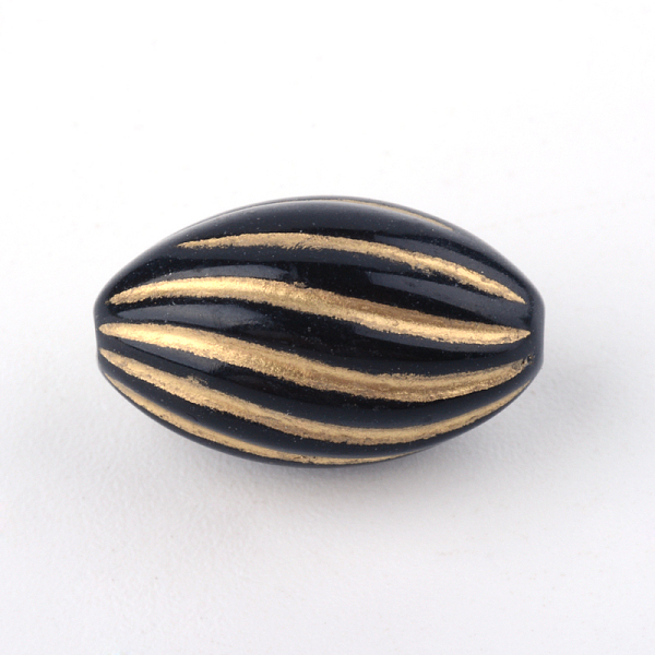 

PandaHall Oval Plating Acrylic Beads, Golden Metal Enlaced, Black, 14.5x9mm, Hole: 1.5mm Acrylic Oval Black