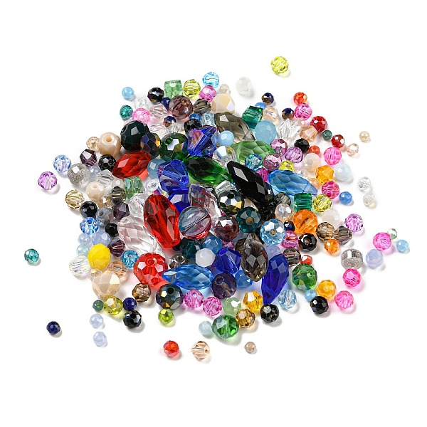 

PandaHall Transparent Faceted Glass Beads, Center Drilled/Top Drilled, Round/Teardrop/Bicone, Mixed Shape, Mixed Color, 1.5~12x2~8mm, Hole..., Multicolor
