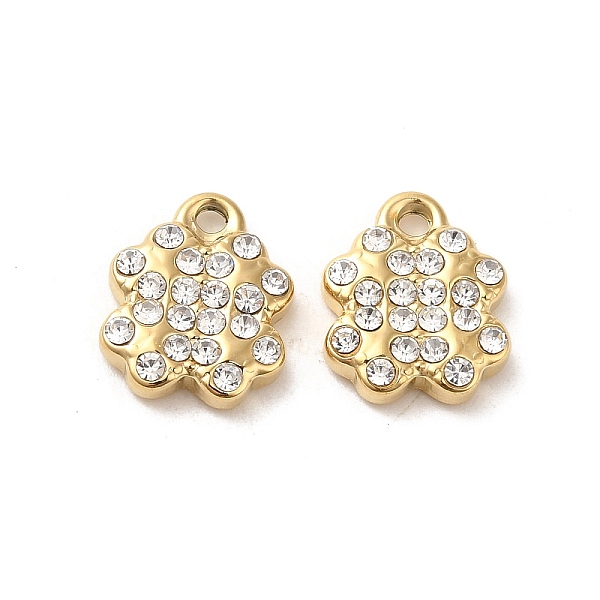 

PandaHall 304 Stainless Steel Charms, with Rhinestone, Clover, Real 18K Gold Plated, 12x10x2.7mm, Hole: 1.6mm Stainless Steel+Rhinestone...