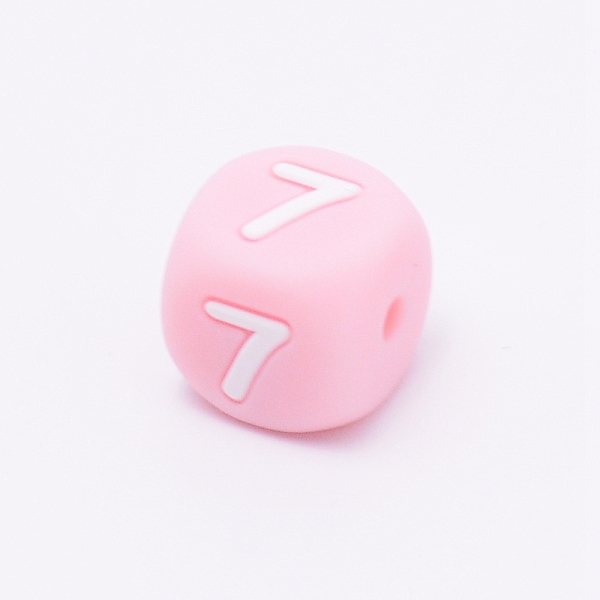 

PandaHall Silicone Beads, for Bracelet or Necklace Making, Arabic Numerals Style, Pink Cube, Num.7, 10x10x10mm, Hole: 2mm Silicone Number...