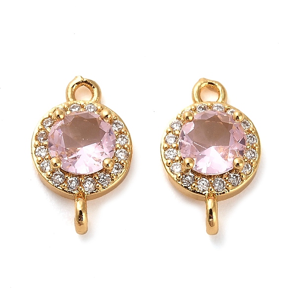 

PandaHall Brass Pave Cubic Zirconia Connector Charms, Flat Round Links, Real 18K Gold Plated, Pink, 14.5x9x5mm, Hole: 1.5mm Brass+Cubic...