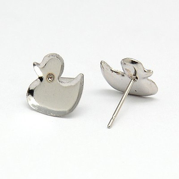 

PandaHall 304 Stainless Steel Stud Earring Findings, Earring Posts, Duck, 10x10x1mm, Pin: 0.6mm 304 Stainless Steel Round