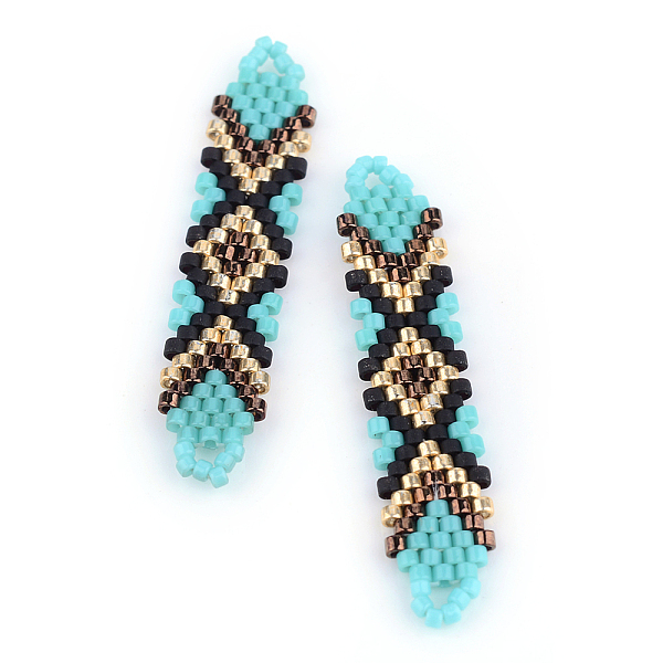 

PandaHall MIYUKI & TOHO Japanese Seed Beads, Handmade Links, Loom Pattern, Black, 41~41.5x9x2mm, Hole: 1mm Glass Others Black