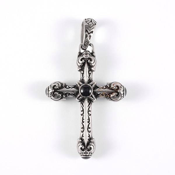 

PandaHall 316 Surgical Stainless Steel Glass Big Gothic Pendants, Cross, Antique Silver, 53x37x12mm, Hole: 11x6mm 316 Surgical Stainless...
