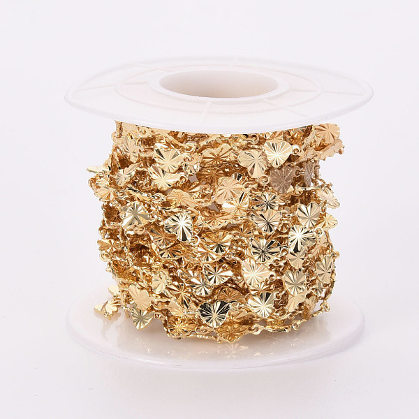 

PandaHall Handmade Brass Link Chains, Soldered, with Spool, Textured, Heart, Real 18K Gold Plated, 10x4.5x0.5mm, about 16.4 Feet(5m)/roll...