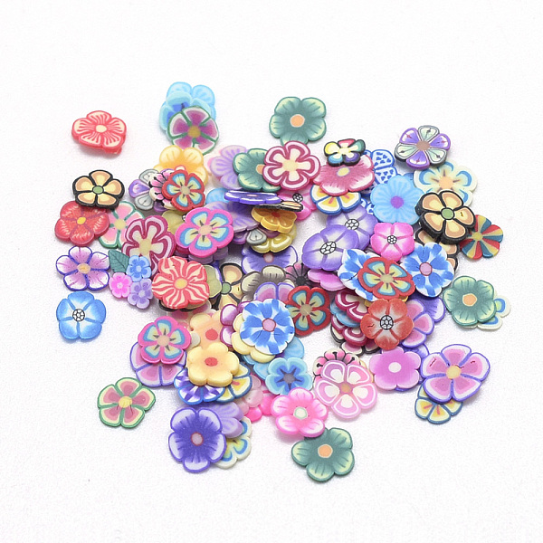 

PandaHall Handmade Polymer Clay Cabochons, No Hole, Flower, Mixed Color, 4~6x4~6x0.3~0.8mm Polymer Clay Flower Multicolor