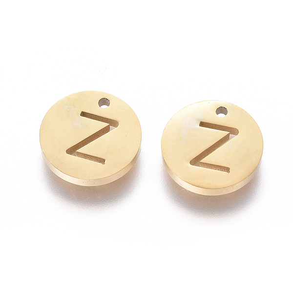 

PandaHall 304 Stainless Steel Charms, Ion Plating (IP), Flat Round, Letter.Z, 10x1.5mm, Hole: 1mm 304 Stainless Steel Letter Z