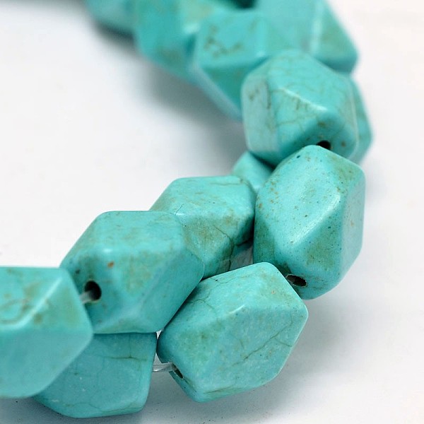 

PandaHall Synthetic Turquoise Cuboid Bead Strands, Cuboid, Faceted, Dyed, 12x8x8mm, Hole: 1mm, about 32pcs/strand, 15.7 inch Synthetic..., Green