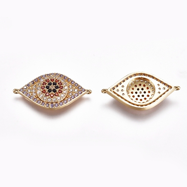 

PandaHall Brass Micro Pave Cubic Zirconia Links connectors, Evil Eye, Colorful, Golden, 15x28x4mm, Hole: 0.8mm Brass+Cubic Zirconia Evil Eye