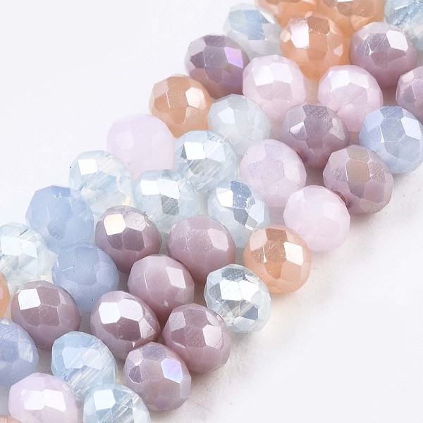 

PandaHall Glass Beads Strands, AB Color Plated, Faceted, Rondelle, Pink, 3.5x3mm, Hole: 0.8mm, about 132~140pcs/strand, 14.80 inch~15.16...