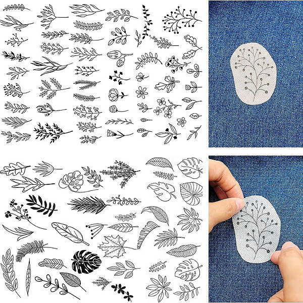 

PandaHall A4 Bohemian Style Water Soluble Fabric, Wash Away Embroidery Stabilizer, Leaf, 297x210mm, 2 sheets/set Paper Leaf Black