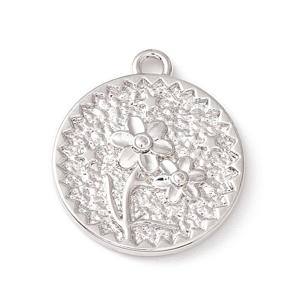 

PandaHall Alloy Pendants, Flat Round with Flower & Star, Platinum, 20x18x2mm, Hole: 1.5mm Alloy Flat Round