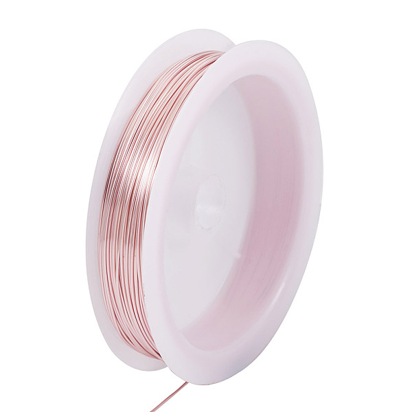 

PandaHall Copper Wire, Round, for Jewelry Making, Pink, 22 Gauge, 0.6mm, about 59.06 Feet(18m)/Roll Copper Round