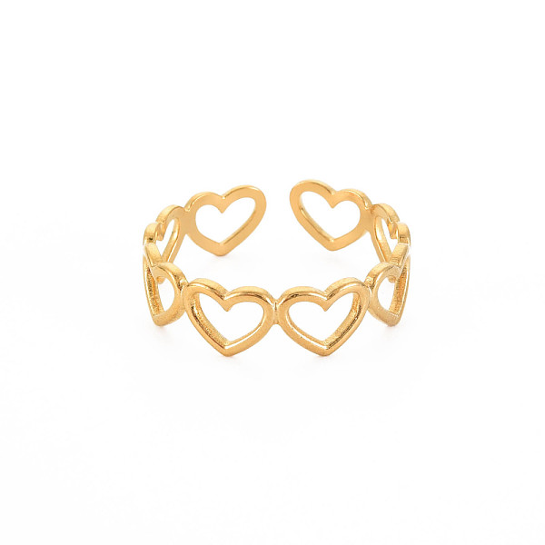 

PandaHall Ion Plating(IP) 304 Stainless Steel Open Heart Wrap Cuff Ring for Women, Nickel Free, Real 18K Gold Plated, US Size 9 3/4(19.5mm)...