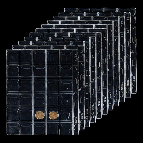 

PandaHall DICOSMETIC 1 Sets Coin Collection Binder Pages PVC Coin Pocket Pages Coin Sleeves Professional Coin Collection for Pennies..., Clear