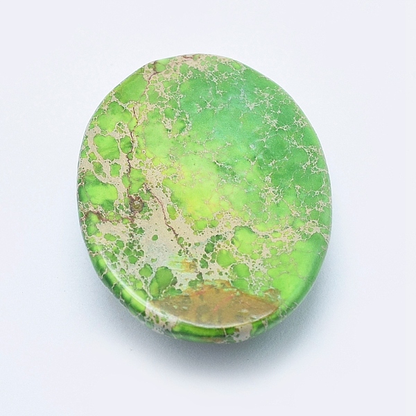 

PandaHall Natural Regalite/Imperial Jasper/Sea Sediment Jasper Cabochons, Dyed, Half Oval, Yellow Green, 30x22x7~8mm Imperial Jasper Oval...