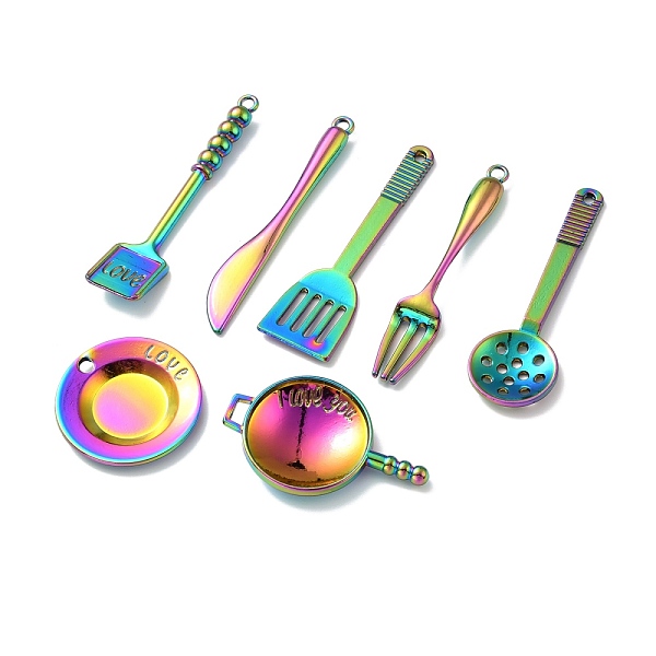 

PandaHall Rainbow Color Alloy Pendants, Mixed Shapes, 34~67x9~35x2~5mm, Hole: 2~3mm Alloy Mixed Shapes