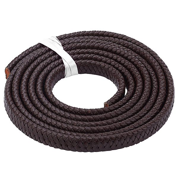

PandaHall GORGECRAFT 2 Yards 12mm Fold Flat Braided Genuine Leather Strap Cord Leather String Lace Strips Braiding String Roll for Jewelry...
