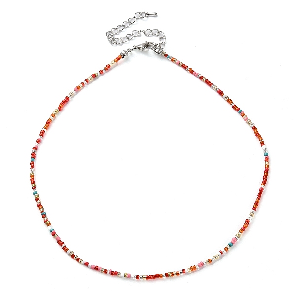 

PandaHall Glass Beaded Necklace, with Alloy Clasps, Colorful, 16.10 inch(40.9cm) Glass Round