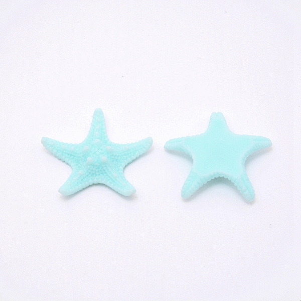 

PandaHall Resin Cabochons, Starfish, Cyan, 40x40x8mm, 20pcs/bag Resin Starfish Cyan