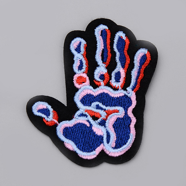 

PandaHall Computerized Embroidery Cloth Iron On/Sew On Patches, Costume Accessories, Appliques, Palm, Royal Blue, 58x50x2mm Cloth Palm Blue