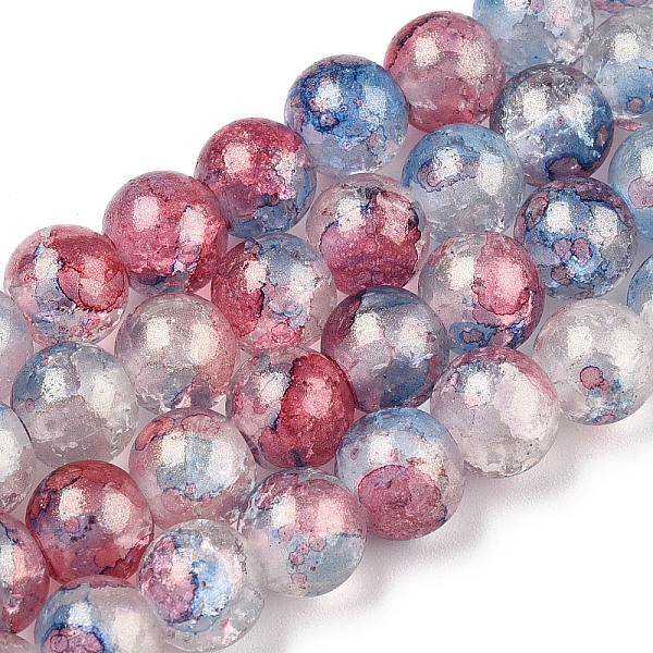 

PandaHall Baking Painted Crackle Glass Bead Strands, with Gold Powder, Round, Royal Blue, 8mm, Hole: 1.2mm, about 103pcs/strand...