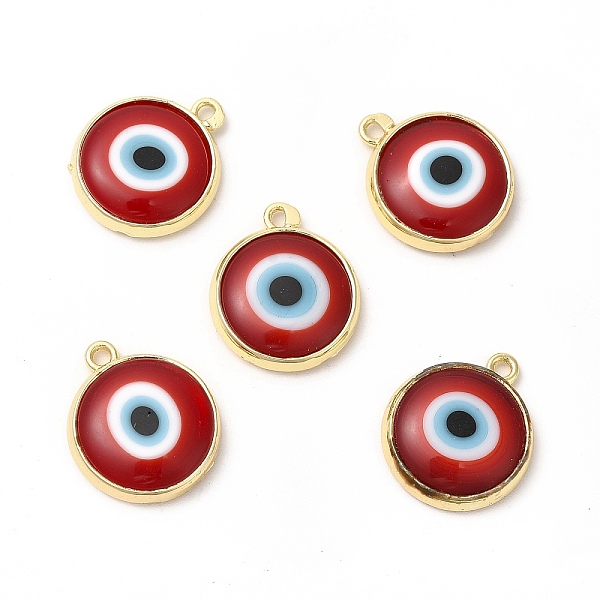 

PandaHall Handmade Lampwork Pendants, with Golden Tone Brass Findings, Cadmium Free & Lead Free, Evil Eye, Red, 16x13.5x3mm, Hole: 1.4mm...
