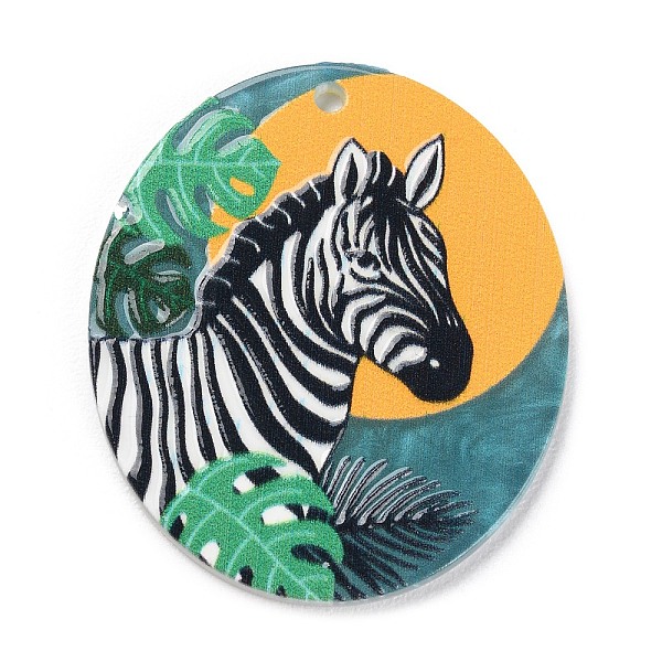 

PandaHall Acrylic Pendants, Oval with Zebra Pattern, Black, 39.5x34x2mm, Hole: 2mm Acrylic Oval Black