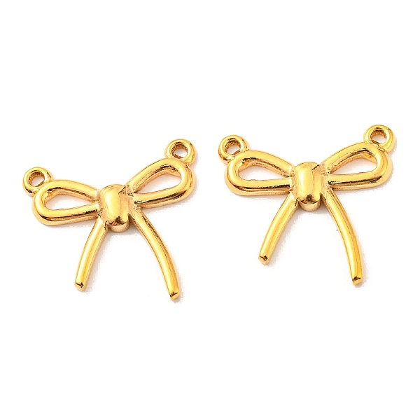 

PandaHall Vacuum Plating 304 Stainless Steel Pendants, Hollow, Bowknot Charm, Golden, 18.5x18x2.5mm, Hole: 1mm 304 Stainless Steel Bowknot