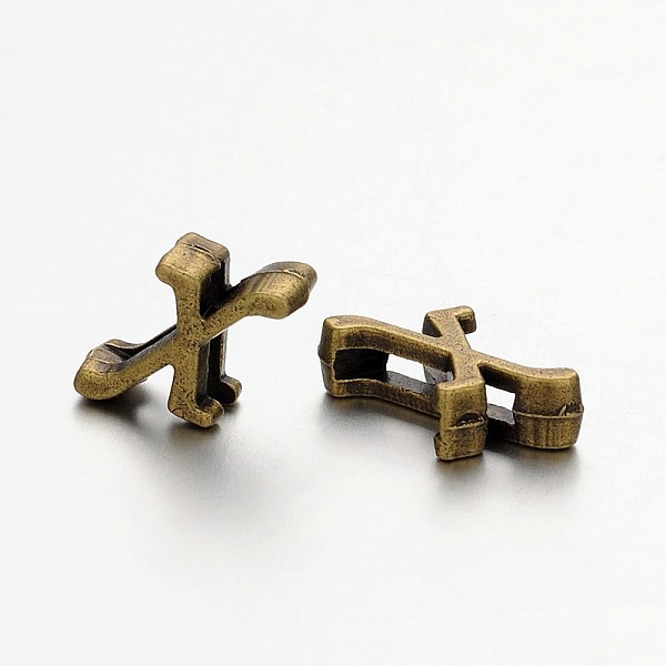 

PandaHall Tibetan Style Antique Bronze Plated Alloy Letter Slide Charms, Nickel Free, Letter.X, 10~12x8~13x4mm, Hole: 2x8mm Alloy Letter X