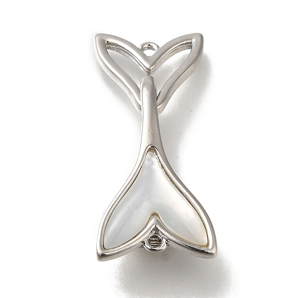 

PandaHall Brass with Shell Fold Over Clasps, Fishtail, Platinum, 30mm Brass Fish