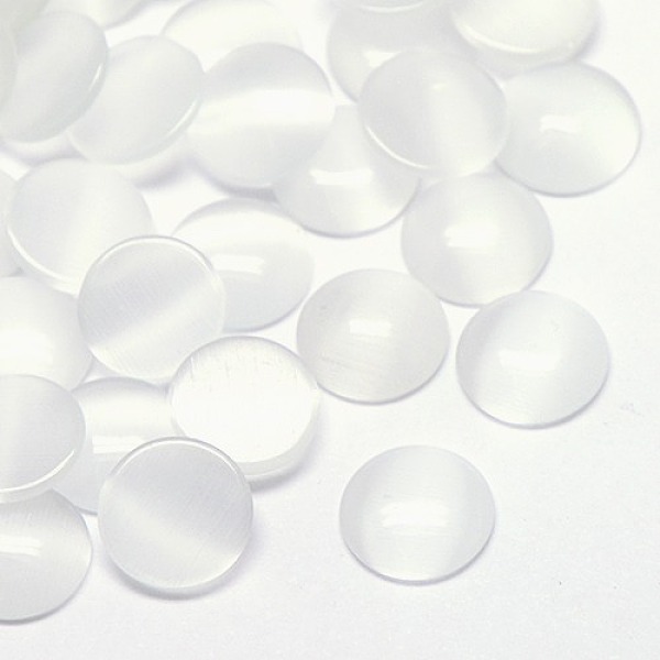 

PandaHall Cat Eye Cabochons, Half Round, White, 14x3mm Glass Half Round White