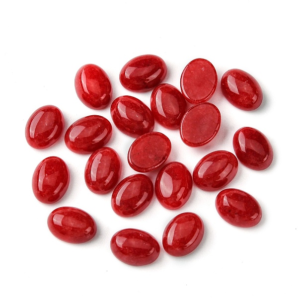 

PandaHall Natural White Jade Cabochons, Oval, Dyed, Red, 8~8.5x6~6.5x2.5~3.5mm White Jade Oval Red