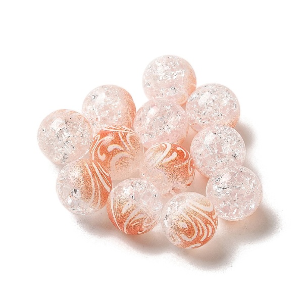 

PandaHall Duotone Spray Painted Crackle Acrylic Beads, Round, Coral, 10mm, Hole: 1.8mm, about 850pcs/500g Acrylic Round Red
