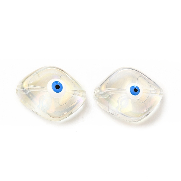 

PandaHall Transparent Glass Beads, with Enamel, Horse Eye with Evil Eye Pattern, White, 20x16x9.5mm, Hole: 1.4mm Glass Horse Eye White