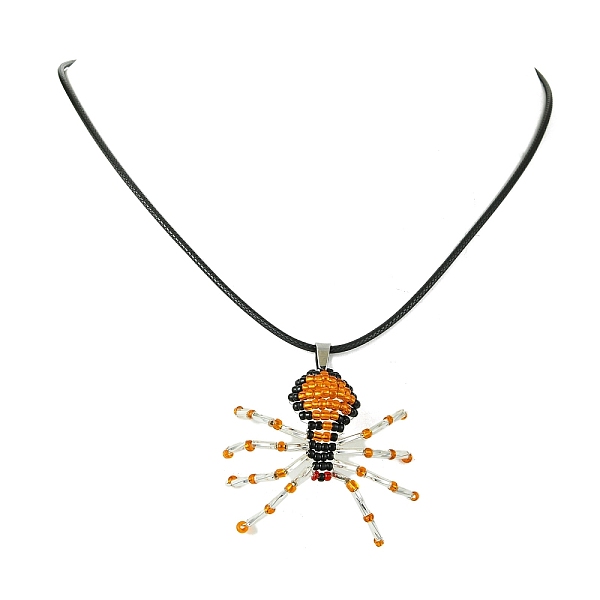 

PandaHall Braided Glass Seed Bead Spider Pendant Necklaces, Waxed Cotton Cord Necklaces for Women, Sandy Brown, 19.69 inch(50cm) Seed Beads...